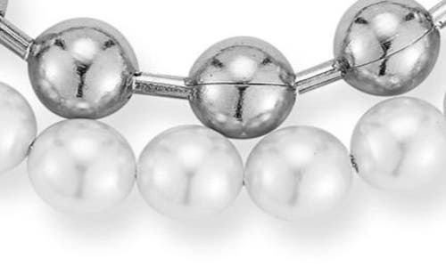 Yield Of Men Faux Pearl & Rolo Chain Layered Bracelet In White