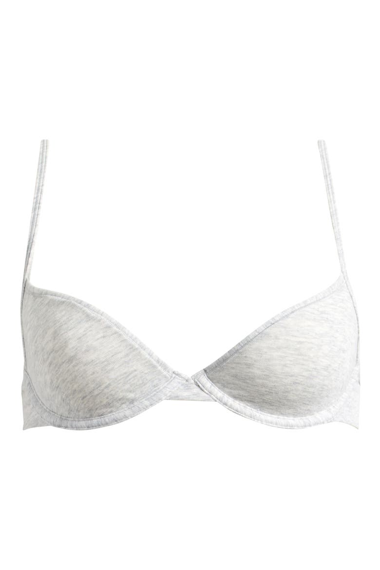 Everyday Cotton Underwire Unlined Demi Bra, Alternate, color, LIGHT HEATHER GREY