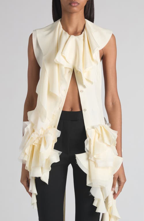 Alexander Mcqueen Mcqueen Ruffle Silk Halter Top In Neutral