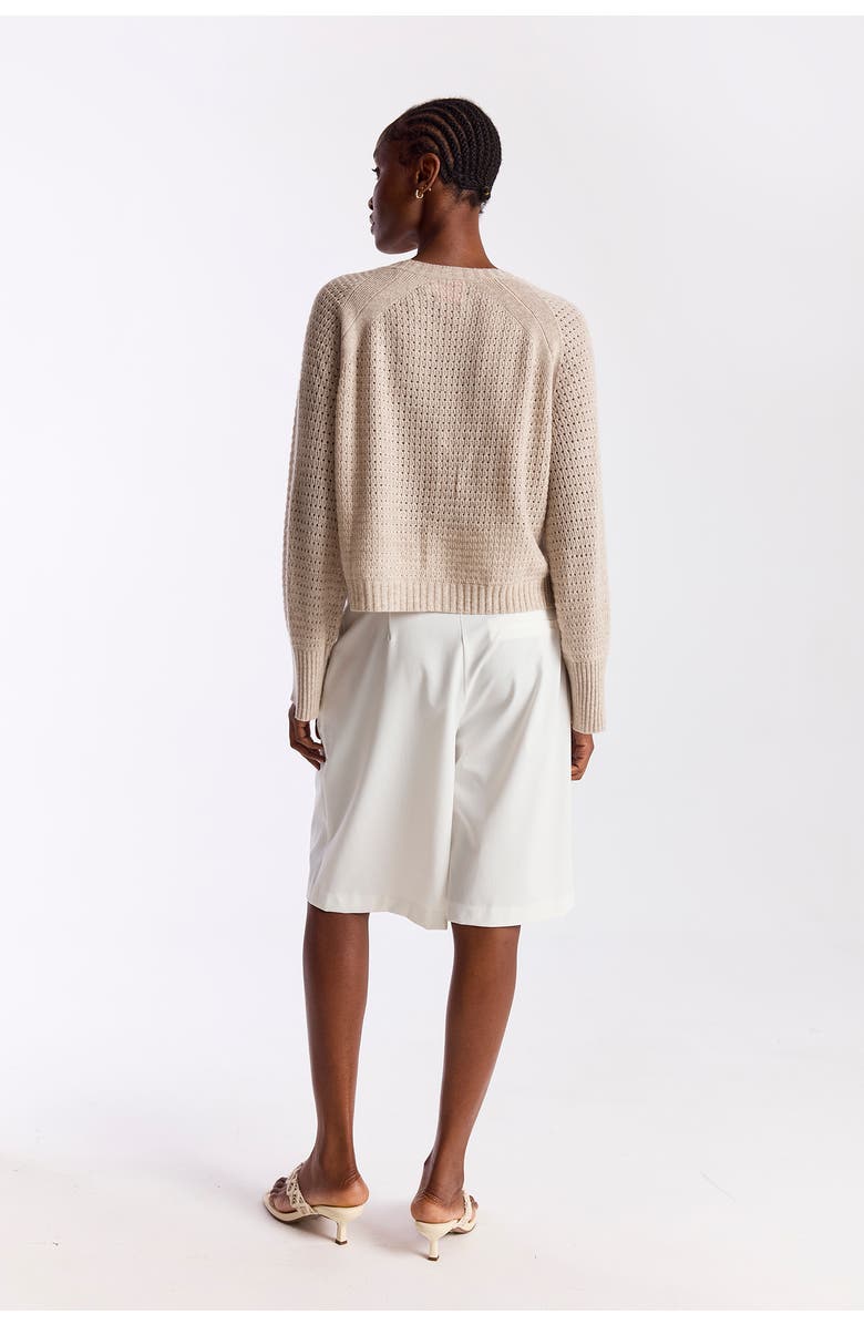 Brodie Pure Cashmere Natalie Deep V 100% Cashmere Cardigan, Alternate, color, Wheat