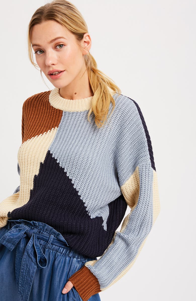 WISHLIST Rib Colorblock Sweater, Alternate, color,