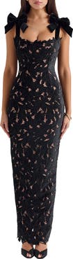 HOUSE OF CB Tiff Velvet Lace Body-Con Gown