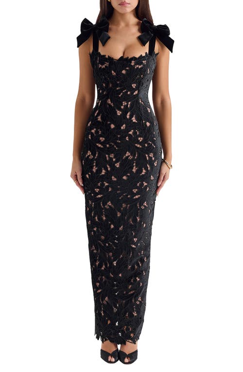 HOUSE OF CB HOUSE OF CB TIFF VELVET LACE BODY-CON GOWN
