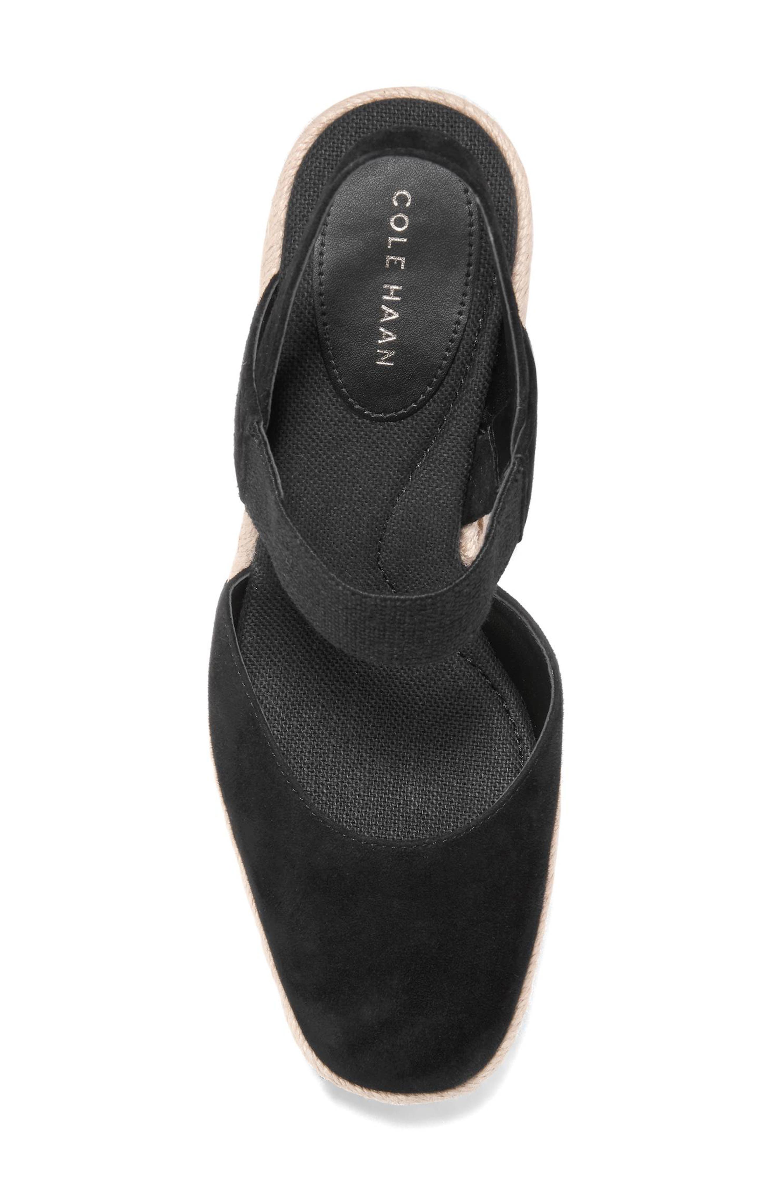 Cole Haan Kenna Espadrille Wedge Sandal, Alternate, color, Black Suede / Black Elastic