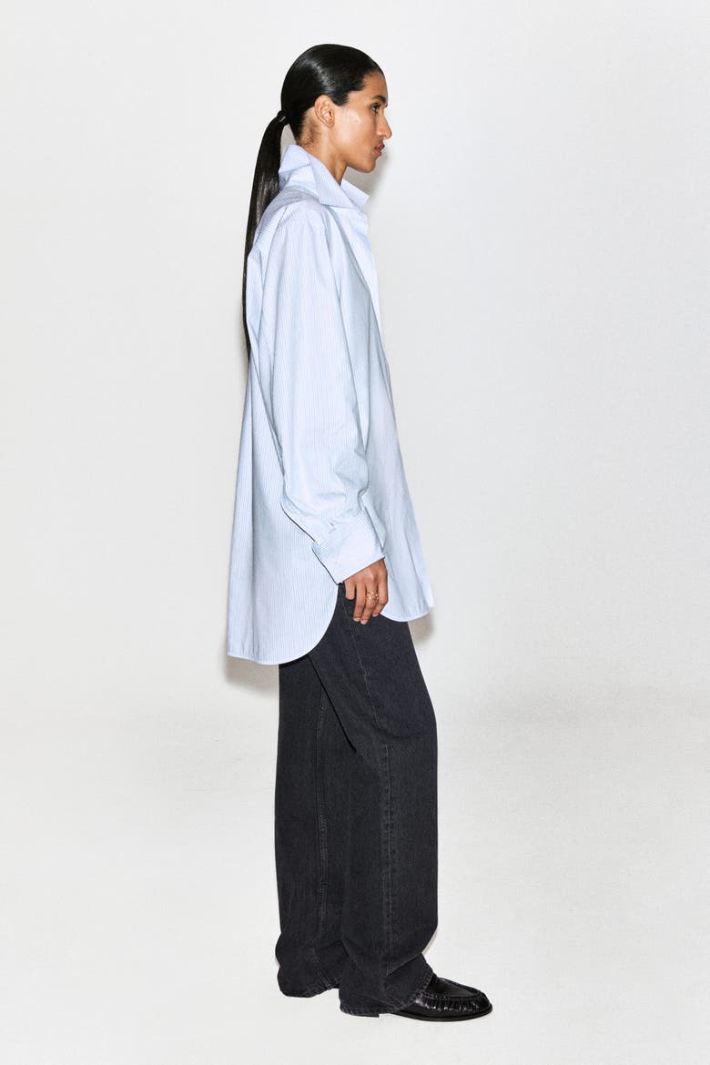 Cutaway-Collar Striped Cotton-Blend Shirt, Alternate, color, BLUE / WHITE / STRIPED