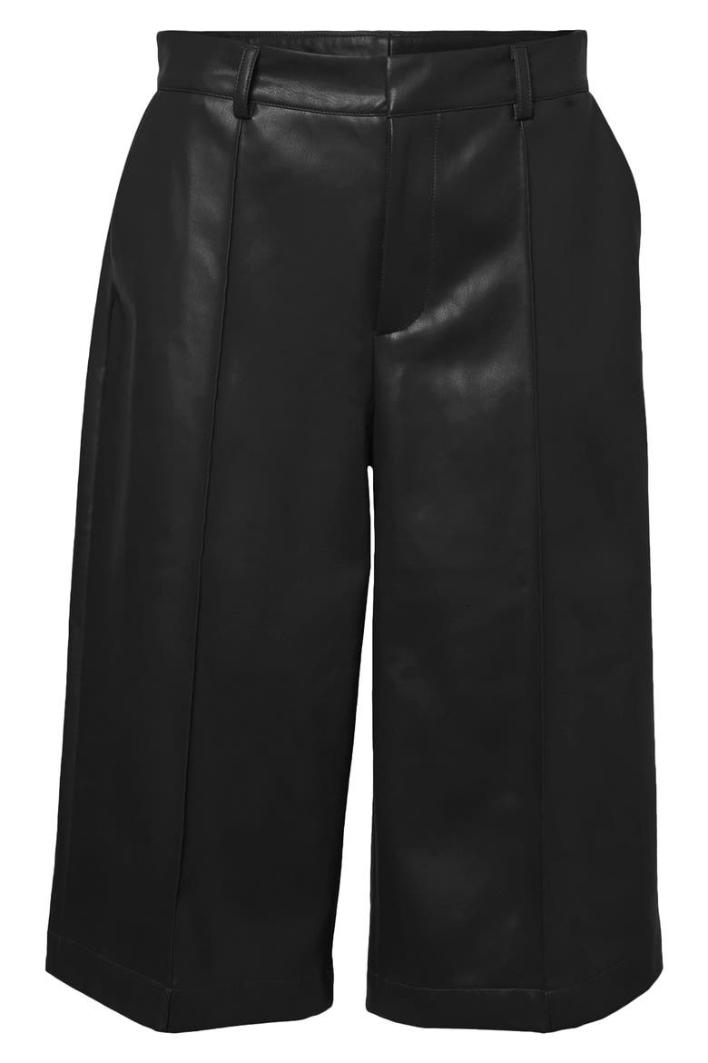 Paulina Faux Leather Bermuda Shorts, Alternate, color, BLACK