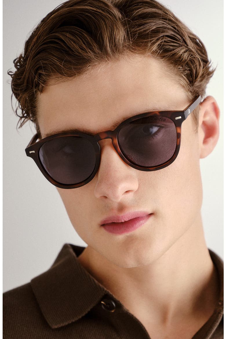 Bandwagon 51mm Polarized Sunglasses, Alternate, color, MATTE TORT/ SMOKE MONO POLAR