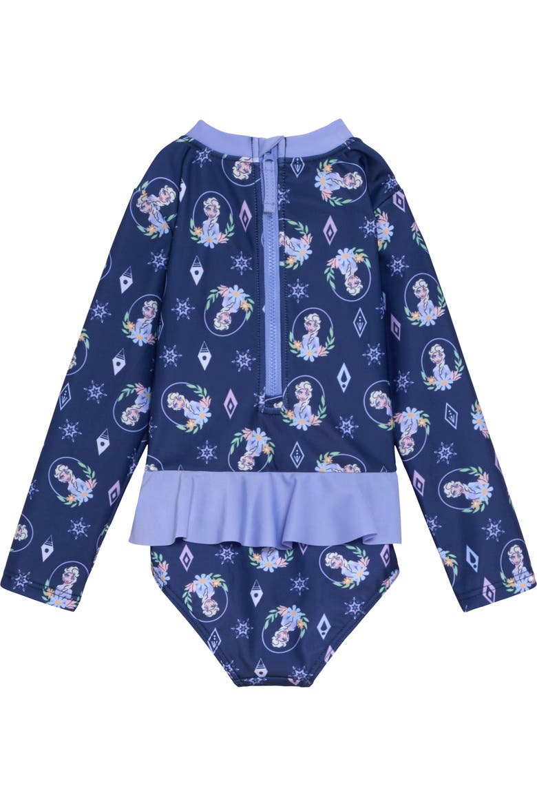 Frozen Queen Elsa One Piece Swimwear, Alternate, color, Navy Elsa Snowflake
