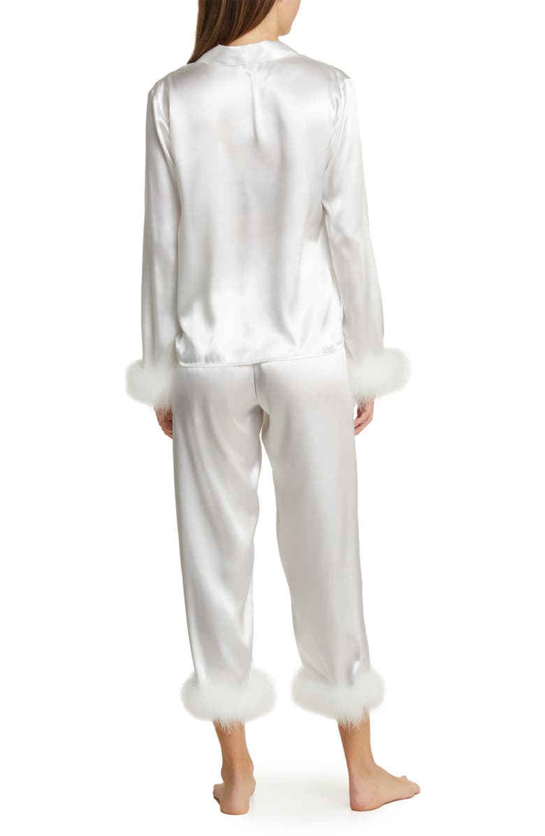 In Bloom by Jonquil Feather Trim Satin Pajamas, Alternate, color, 