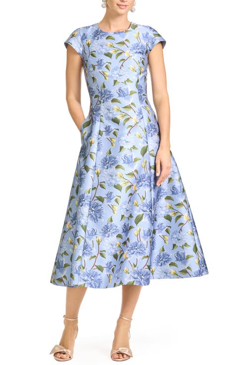 Jackie Floral Cocktail Midi Dress