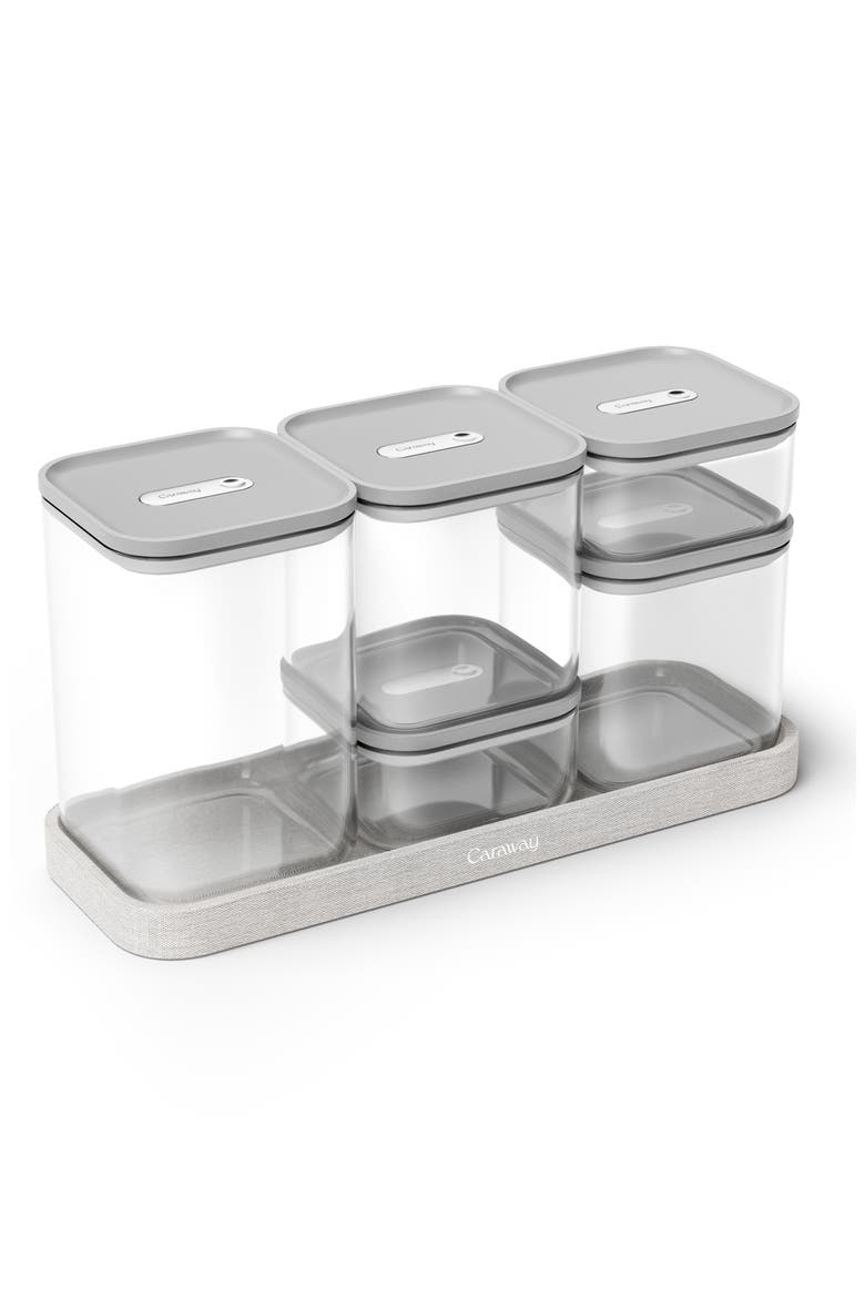 Set of 5 Airtight Storage Containers, Alternate, color, GRAY