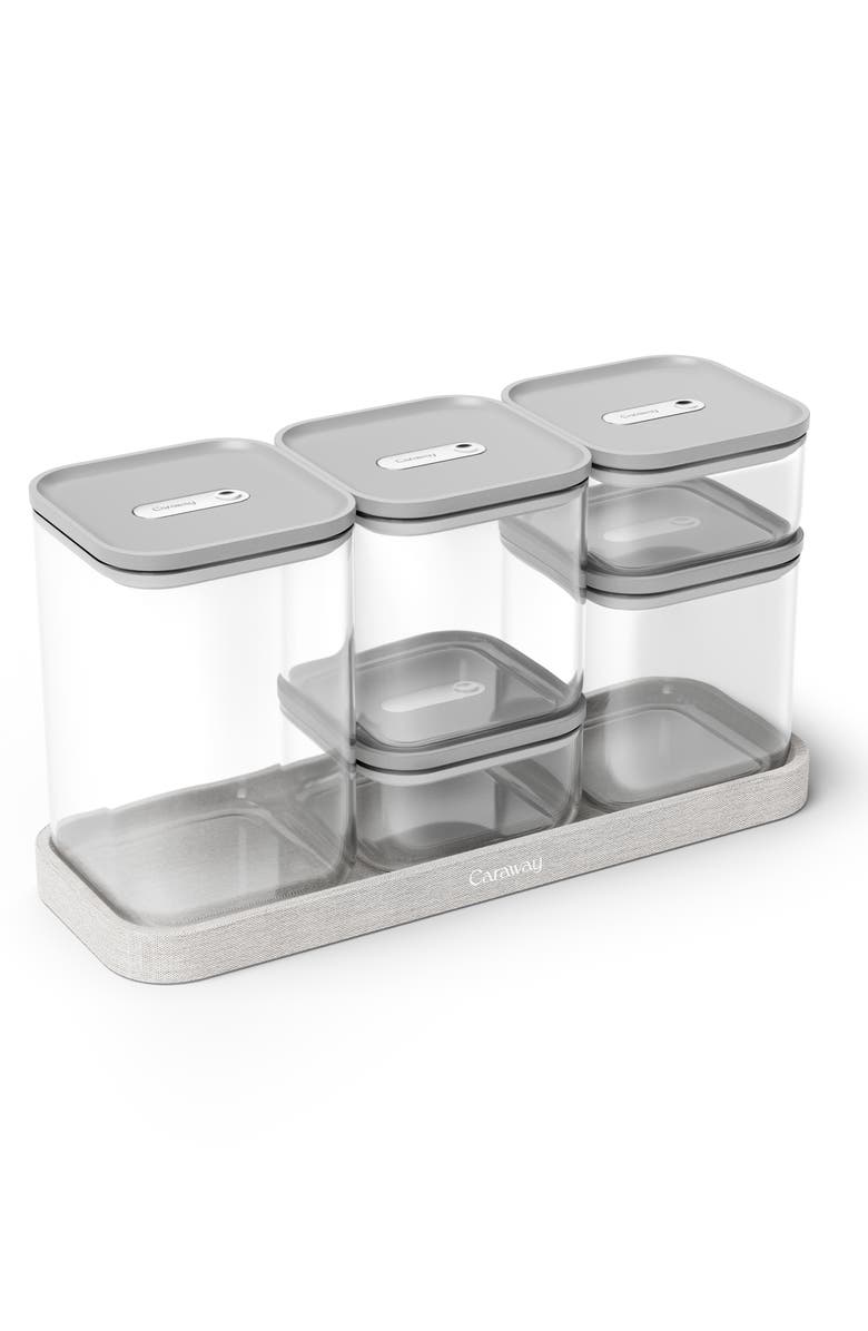CARAWAY Set of 5 Airtight Storage Containers, Alternate, color, Gray