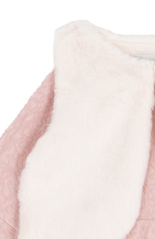 Rare Editions Kids' Textured Dress & Faux Fur Vest Set In Pink