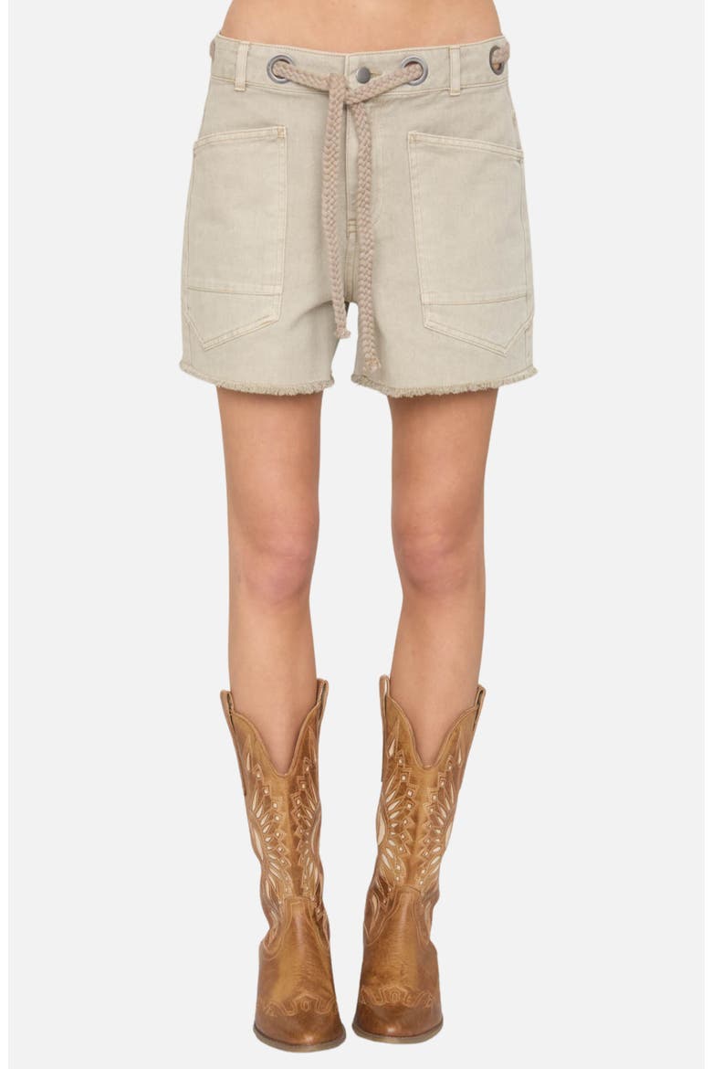 Drawstring Denim Shorts, Main, color, STONE