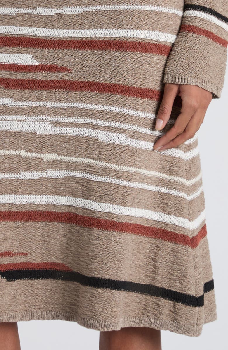 Bottega Veneta Venice Intarsia Linen & Cotton Mélange Sweater Skirt, Alternate, color, 1501 Stonemel/ Maple/ Chalk