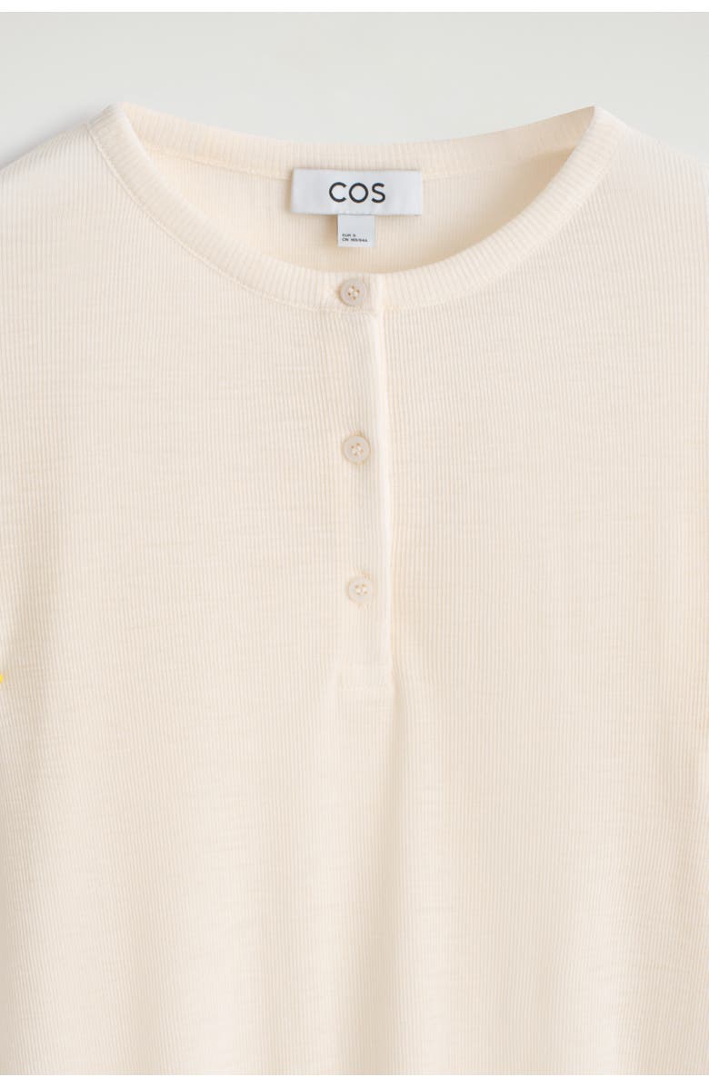 COS Ribbed Wool Henley Top, Alternate, color, Ivory