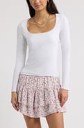 BP. Lace Trim Square Neck Long Sleeve Top