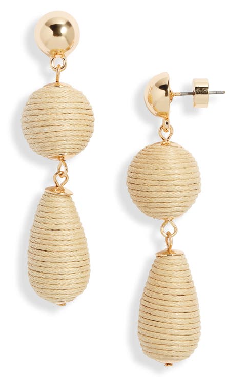 Triple Linear Drop Raffia Earrings