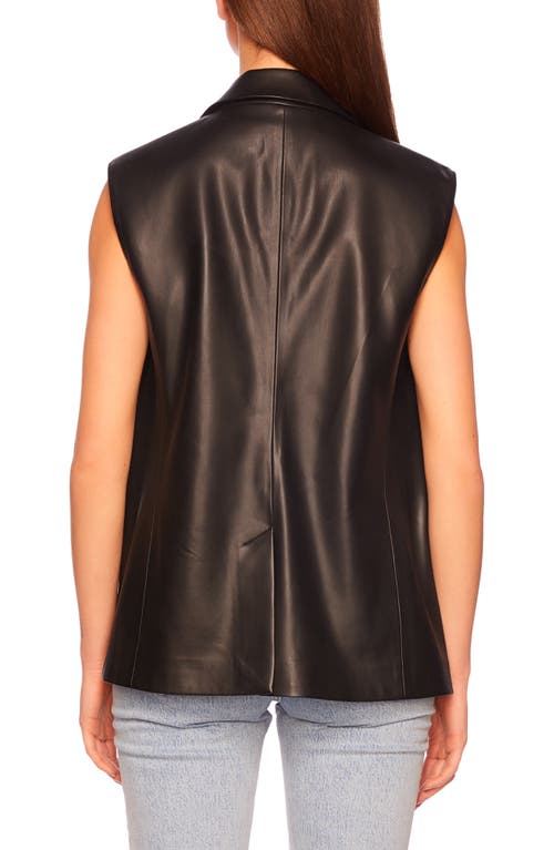 Susana Monaco Notch Lapel Faux Leather Vest In Black