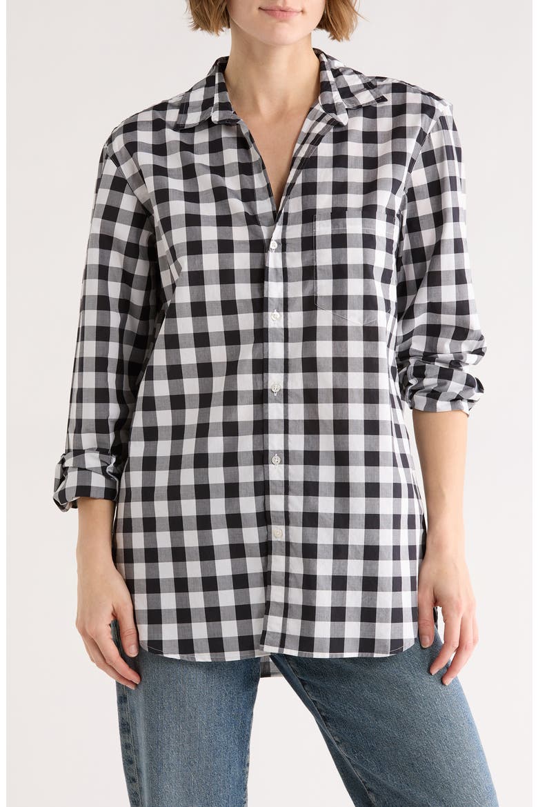 Relaxed Fit Cotton Button-Up Shirt, Main, color, BLACK AND WHITE CHECKER