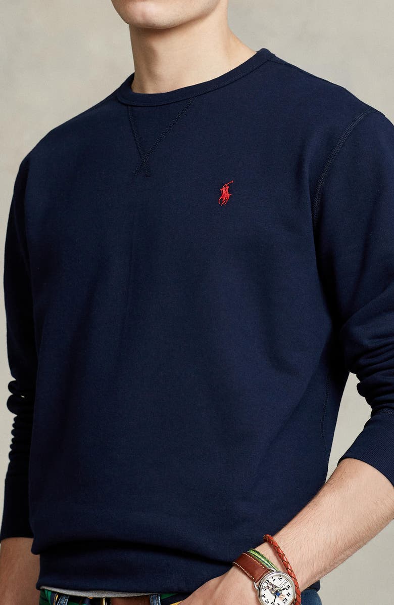 Polo Ralph Lauren Fleece Crewneck Sweatshirt, Alternate, color, Cruise Navy