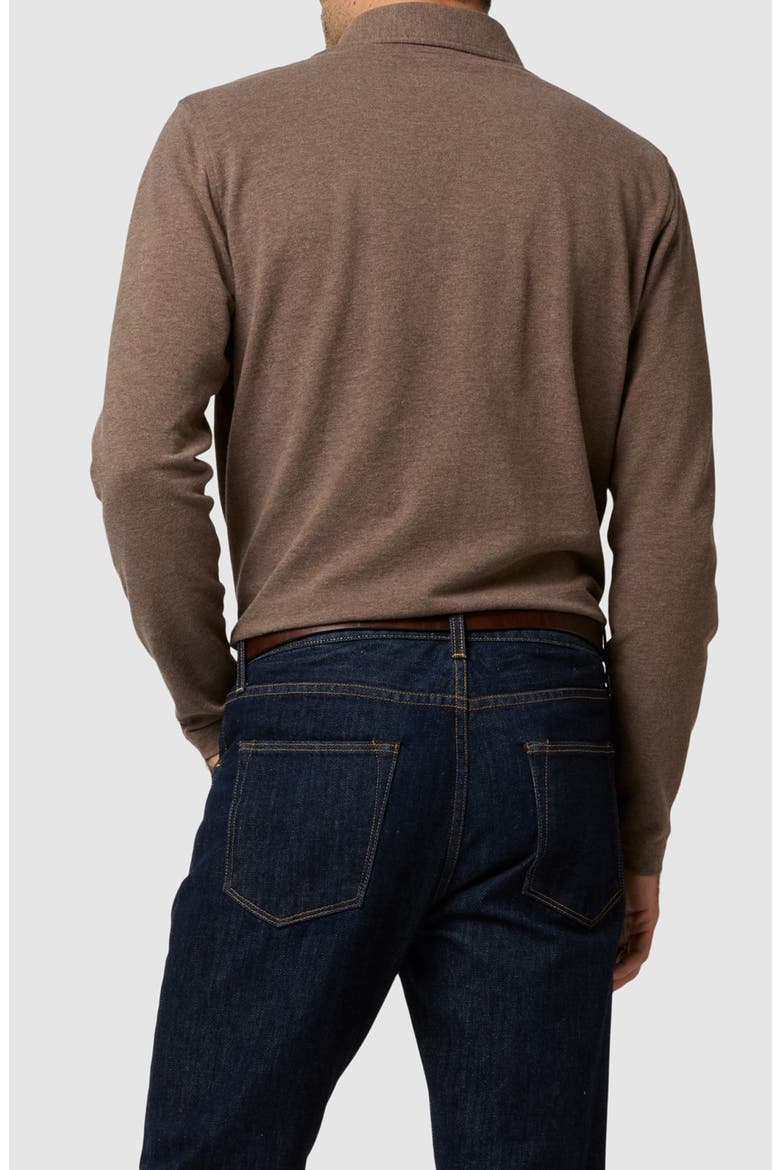 Pima Cotton Long Sleeve Polo, Alternate, color, HEATHER OAT PIQUE