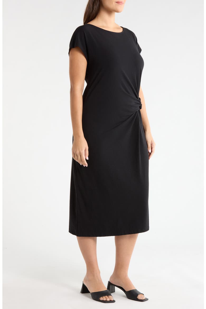 Twist Cotton Blend Knit Midi Dress, Alternate, color, BLACK