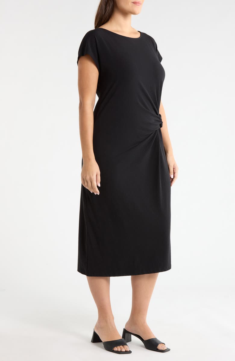Caslon<sup>®</sup> Twist Cotton Blend Knit Midi Dress, Alternate, color, 