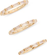 NORDSTROM RACK Set of 3 Baguette Cubic Zirconia Stackable Band Rings