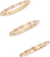 NORDSTROM RACK Set of 3 Baguette Cubic Zirconia Stackable Band Rings