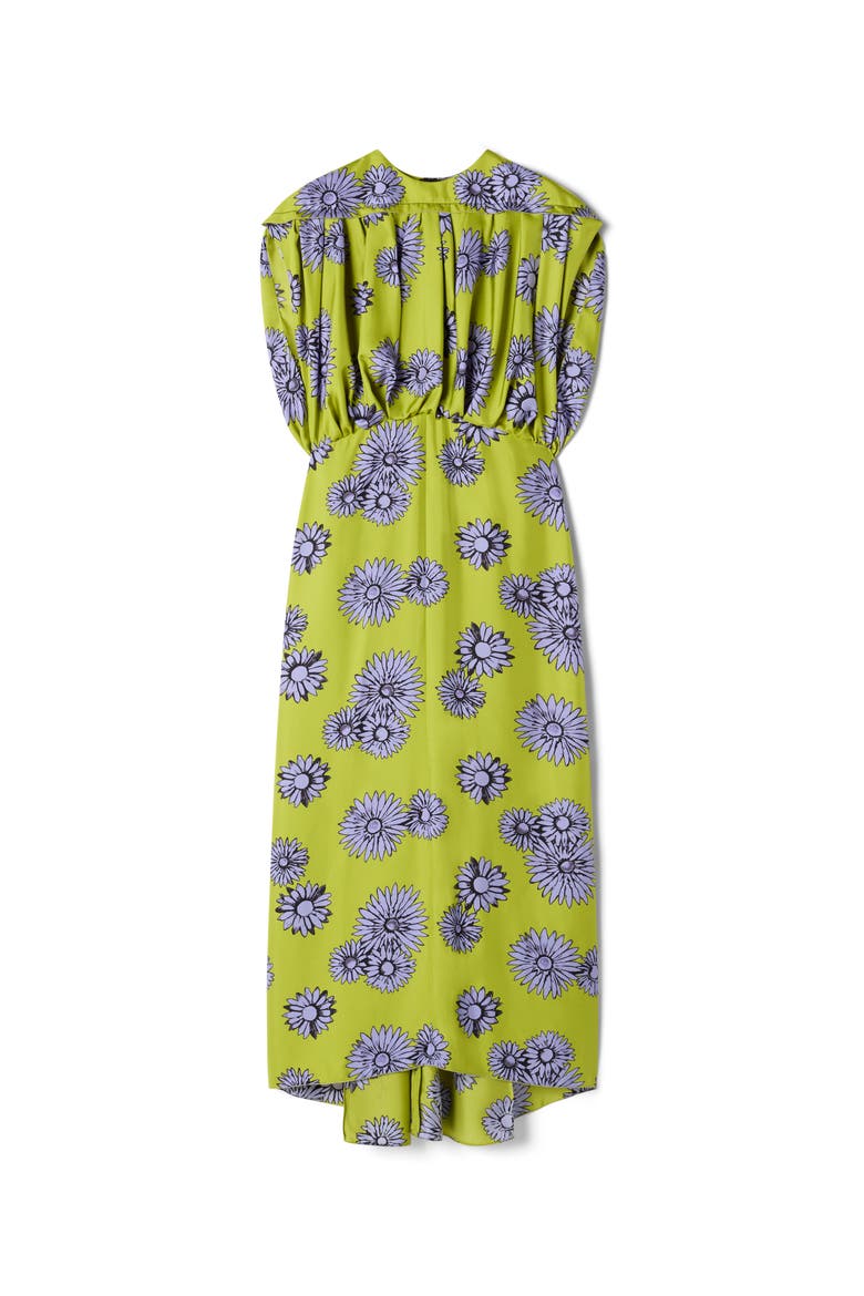 Printed Silk Midi Dress, Alternate, color, Absinth/Lilac