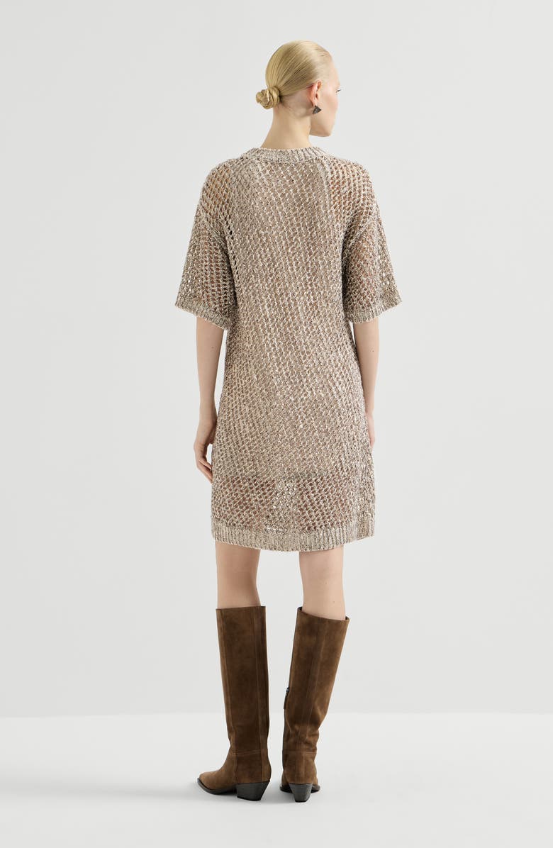 Brunello Cucinelli Dazzling chiné net dress, Alternate, color, Rope