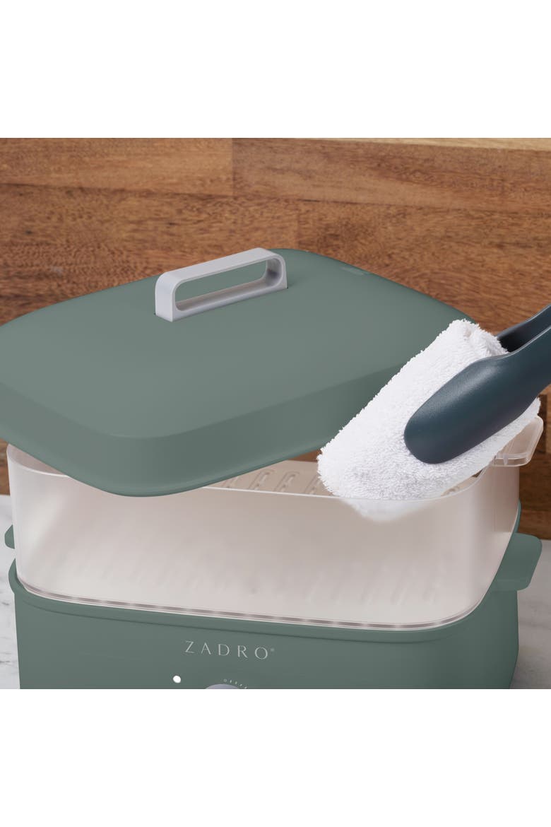 Countertop Towel Steamer with Tongs, Alternate, color, Dark Green