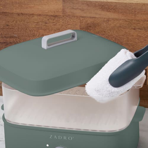 Zadro Countertop Towel Steamer With Tongs In Dark Green