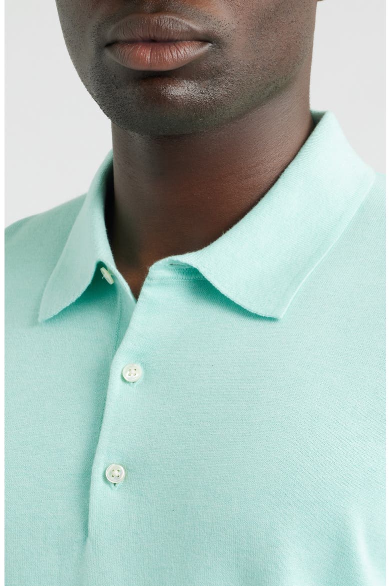 Supima® Cotton Polo Sweater, Alternate, color, AQUA HEATHER