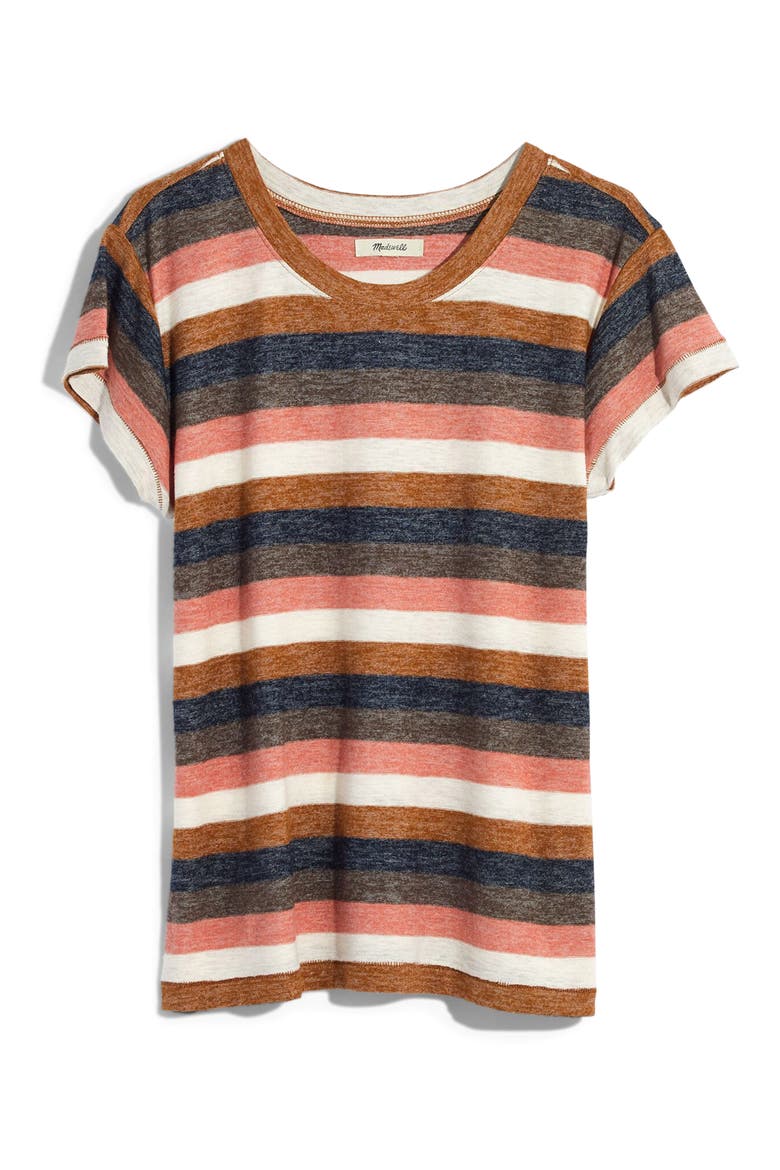 Textured Tee in Stripe, Alternate, color, GOLDEN PECAN CATERPILLAR STR