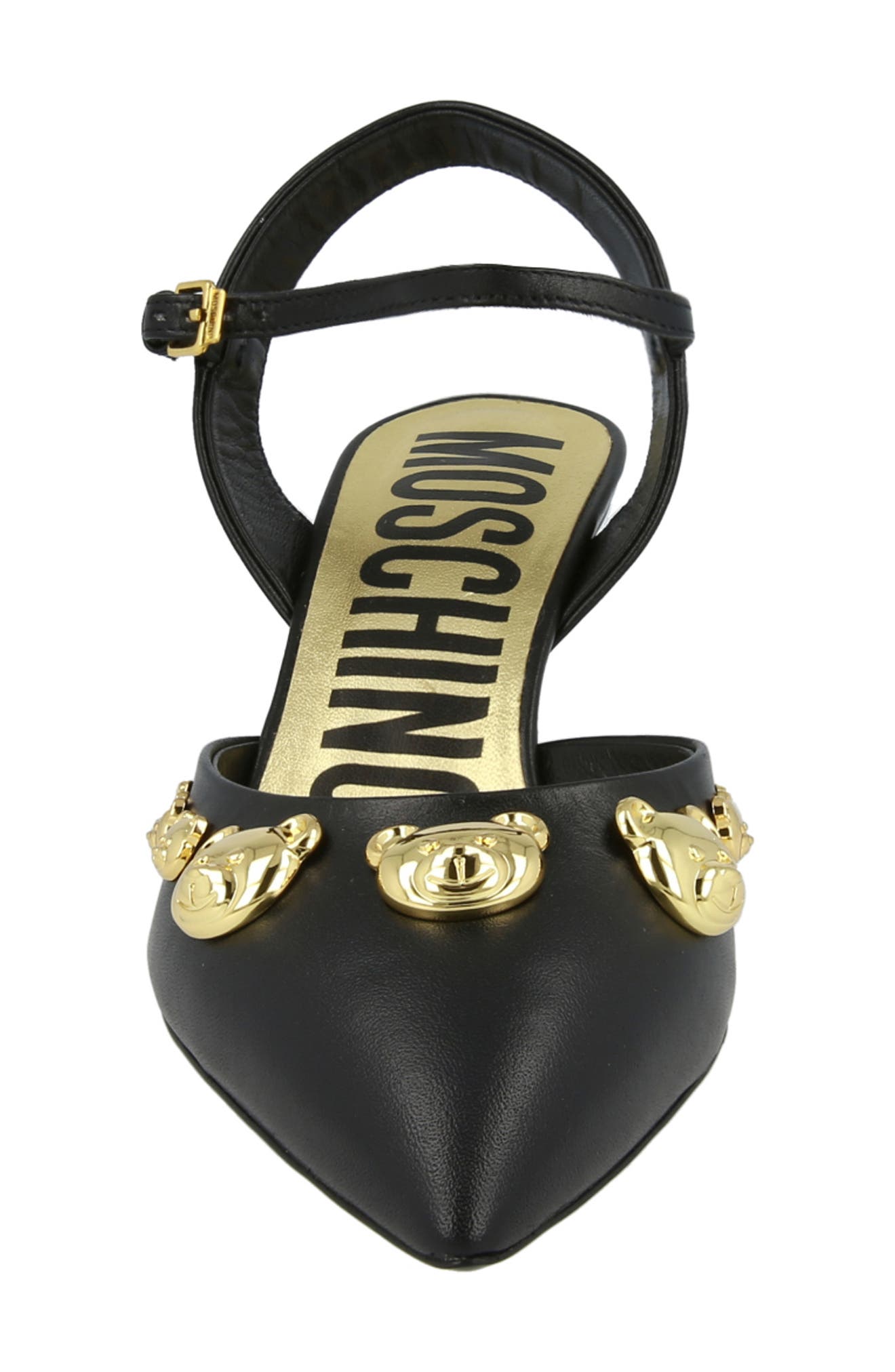 Moschino Teddy Bear Stud Kitten Heel Pump, Alternate, color, Black