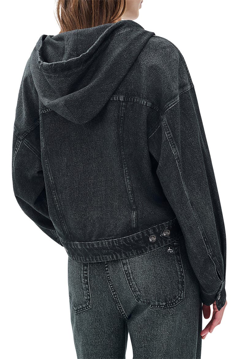 rb Miramar Hooded Trompe l'Oeil Faux Denim Terry Trucker Jacket, Alternate, color, FADED BLACK