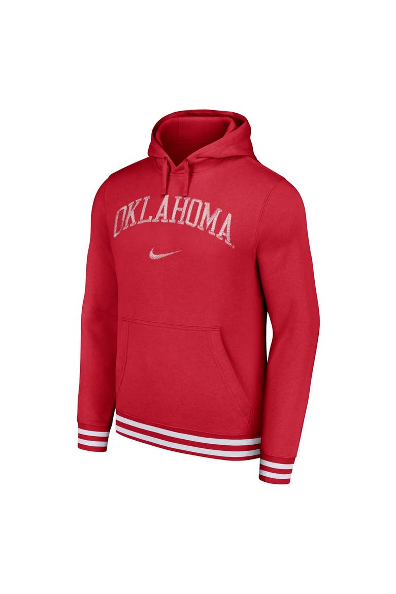 Men's Nike Crimson Oklahoma Sooners Distressed Sketch Retro Fitted Pullover Hoodie, Alternate, color, Crimson