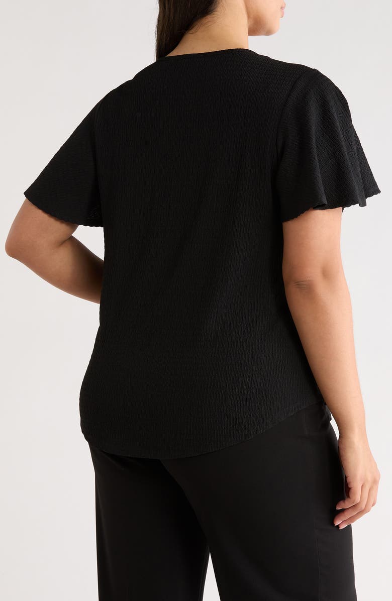 AK ANNE KLEIN Flutter Sleeve V-Neck T-Shirt, Alternate, color, Anne Black