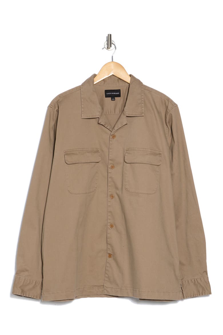 Rancher Stretch Cotton Sateen Shirt Jacket, Alternate, color, CARIBOU