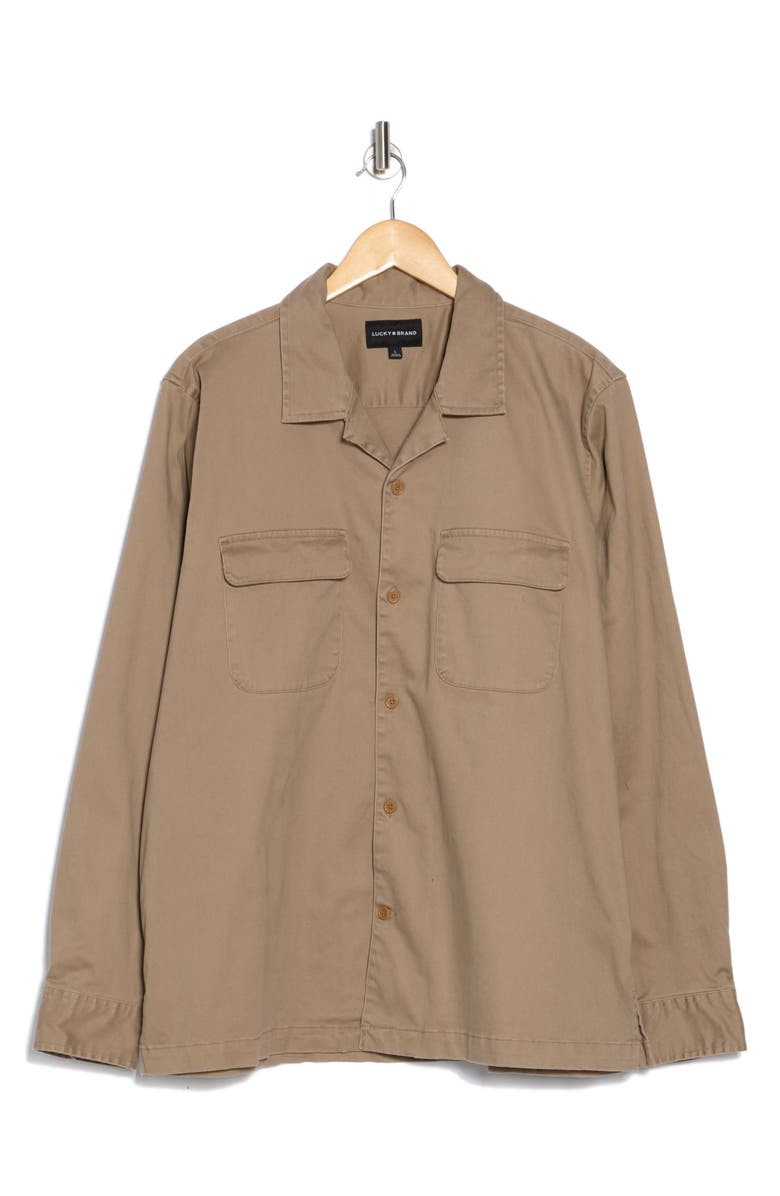 Lucky Brand Rancher Stretch Cotton Sateen Shirt Jacket, Alternate, color, Caribou