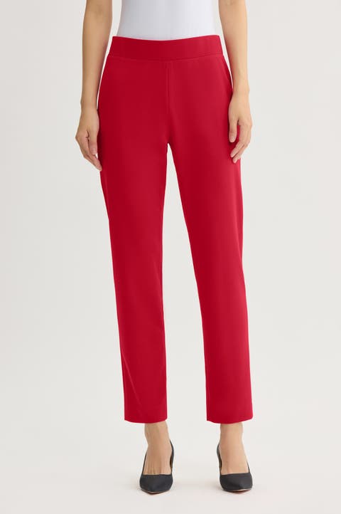 Stretch Deco Crepe Straight Leg Pants