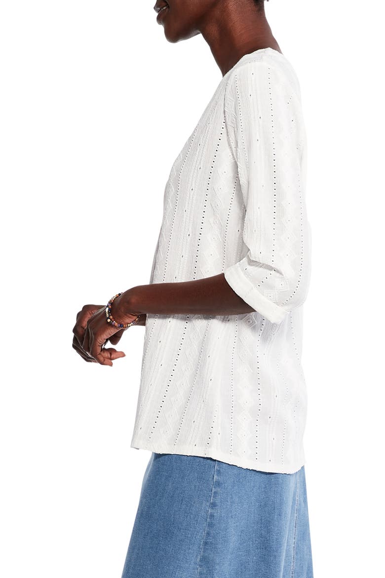 Embroidered Eyelet Popover Blouse, Alternate, color, MILK WHITE