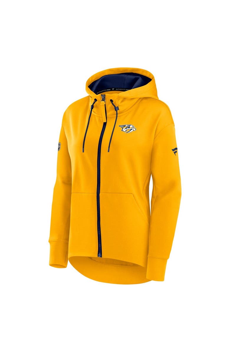 FANATICS Women's Fanatics Branded Gold Nashville Predators Authentic Pro Rink Full-Zip Hoodie, Alternate, color, 