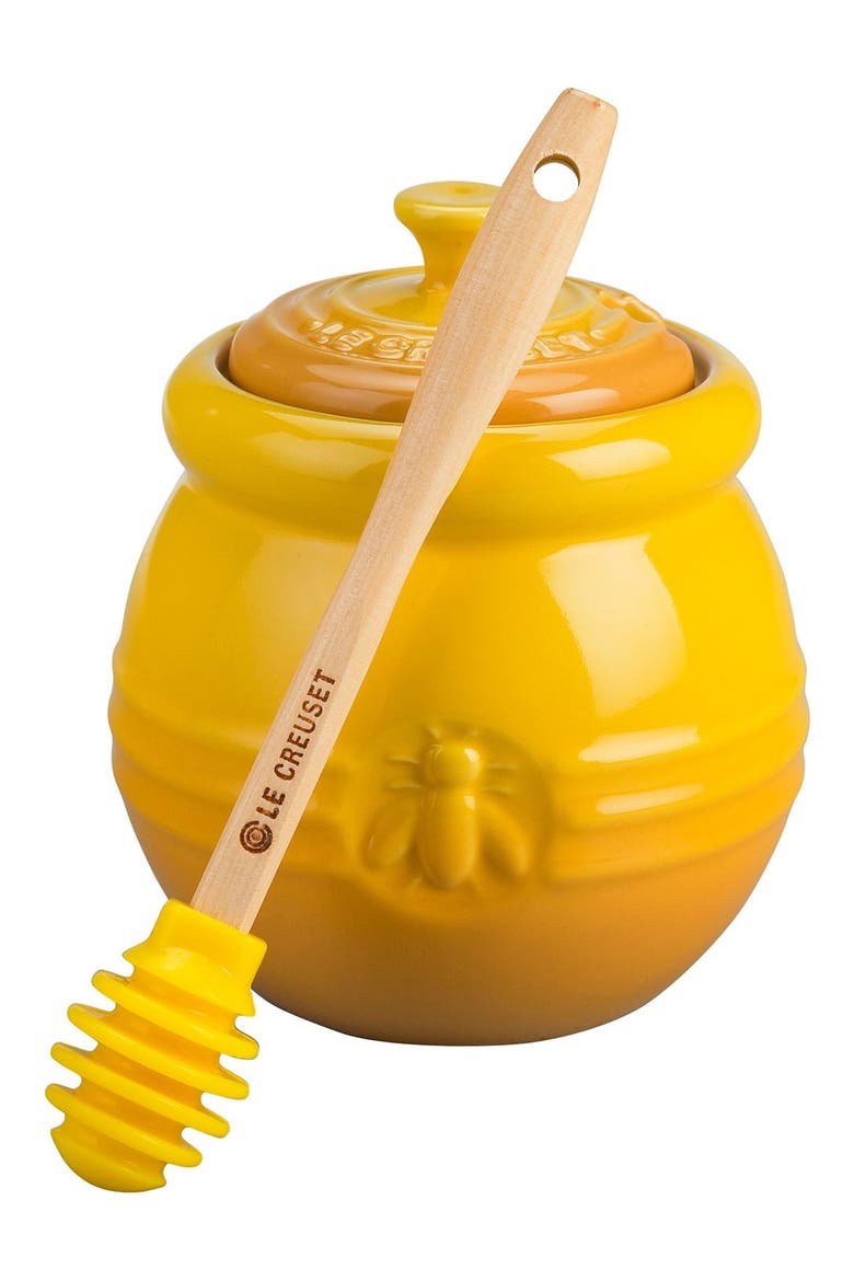 Stoneware Honey Pot & Dipper, Main, color, DIJON