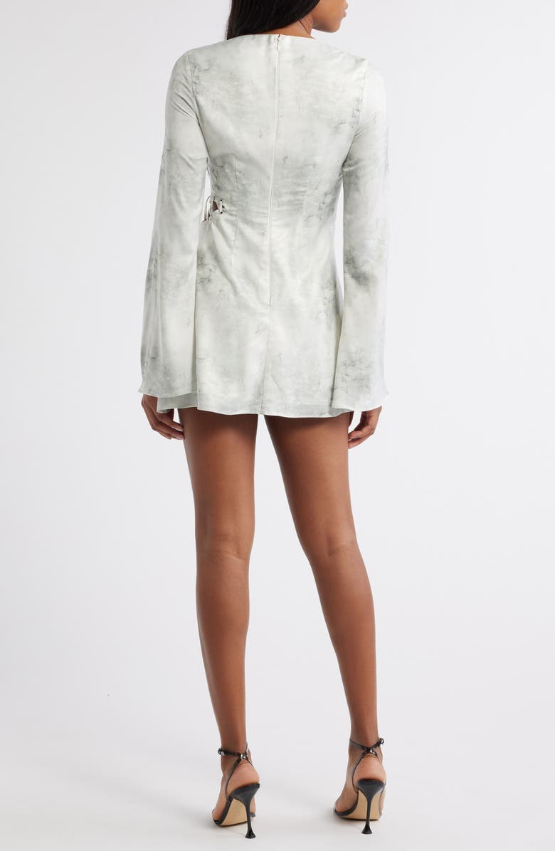 Mistress Rocks Lace Up Long Sleeve Satin Minidress, Alternate, color, Marble