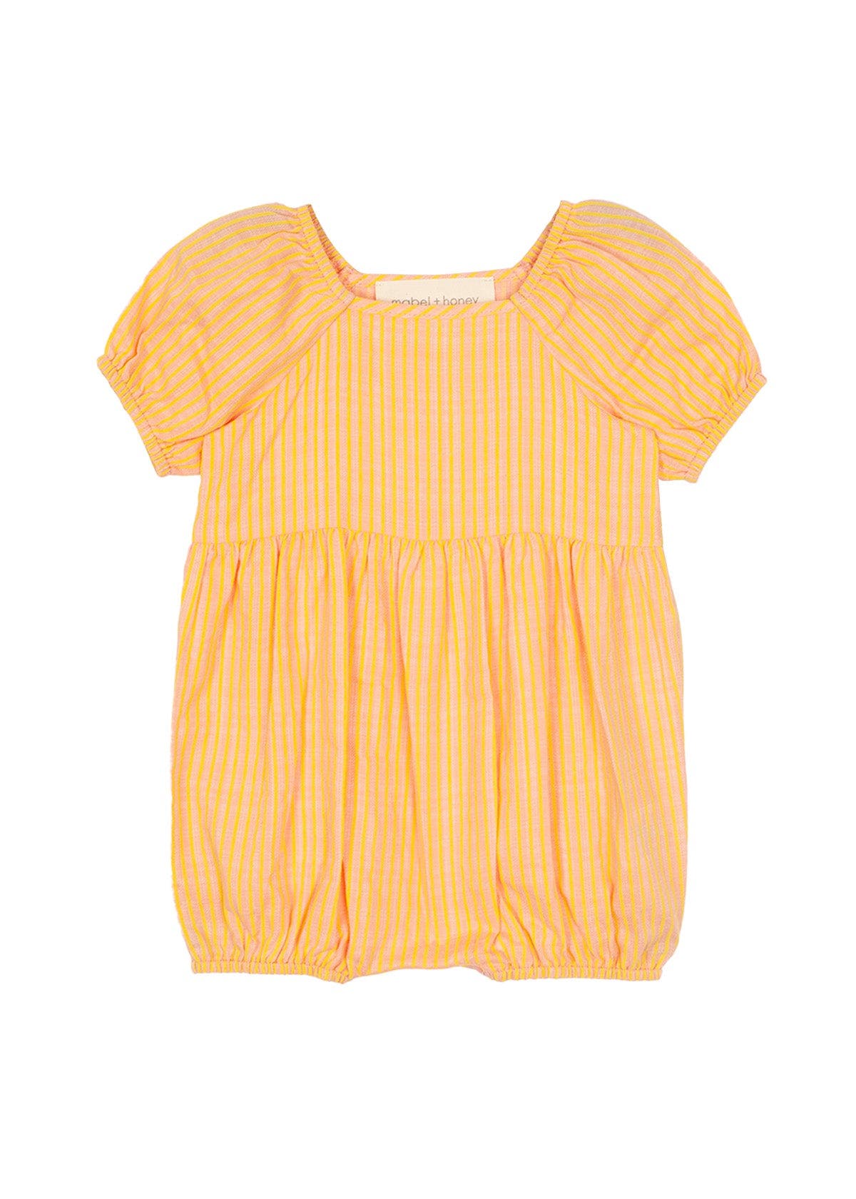 Mabel + Honey Pink Lemonade Baby Romper In Orange