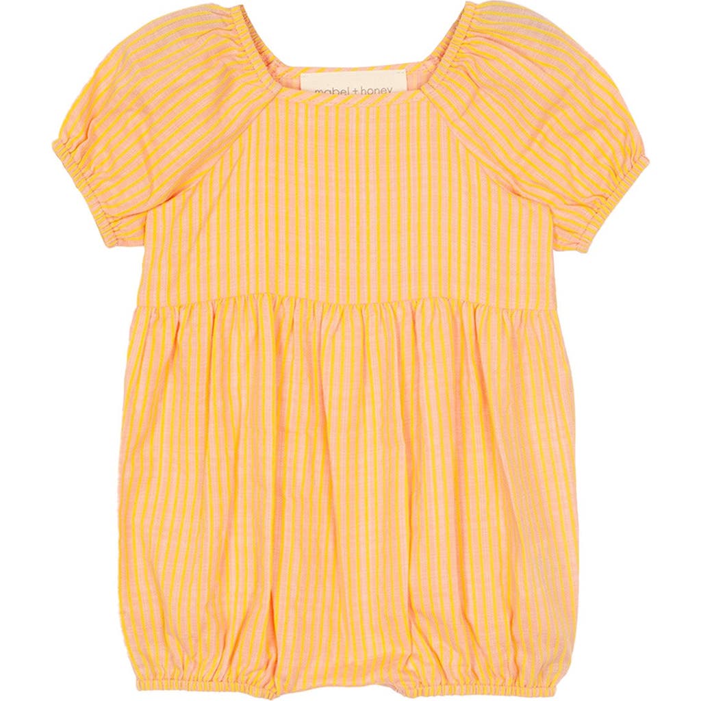 Mabel + Honey Pink Lemonade Baby Romper In Orange