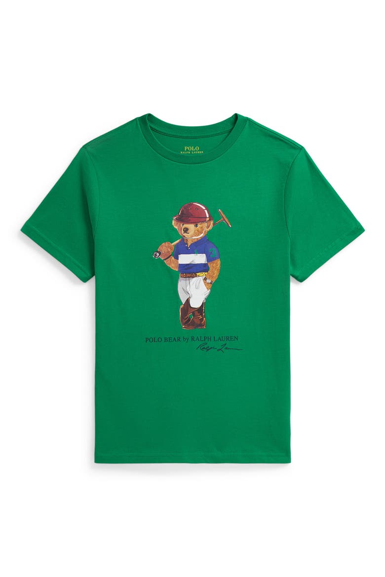 Kids' Polo Bear Cotton Graphic T-Shirt, Main, color, BEAR CRUISE GREEN
